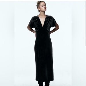 NWOT Zara Black Velvet Dress S